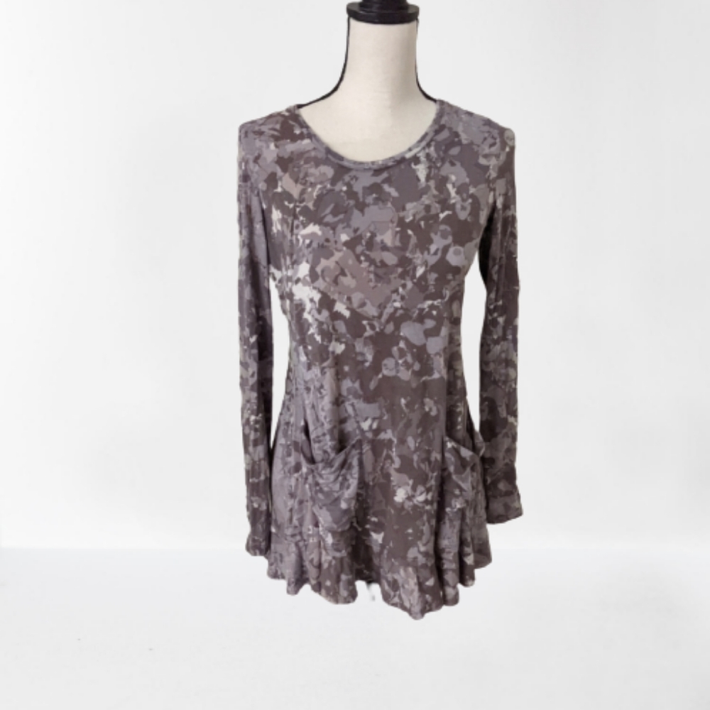 🌟LOGO Lori Goldstein Brown Multicolored Long Sleeve Front Pocket Size XXS